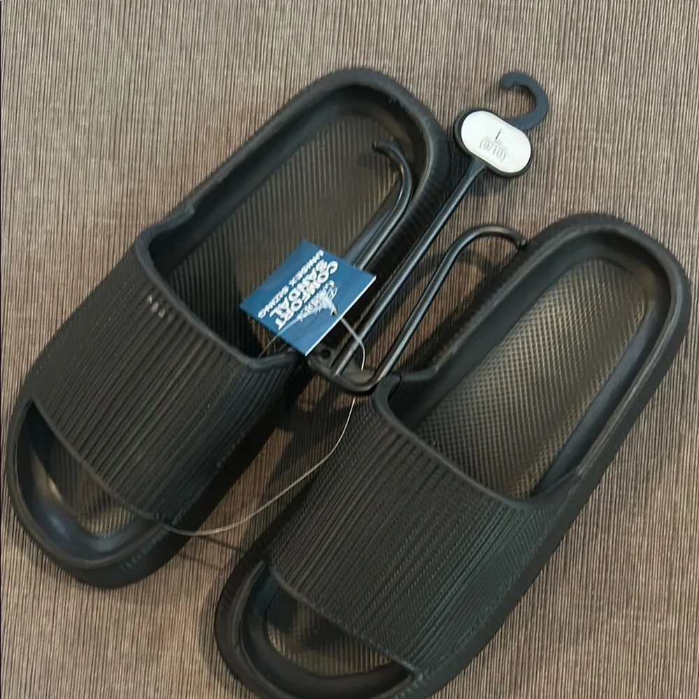 Mens Black Slides Flip flops L (9/10) NWT